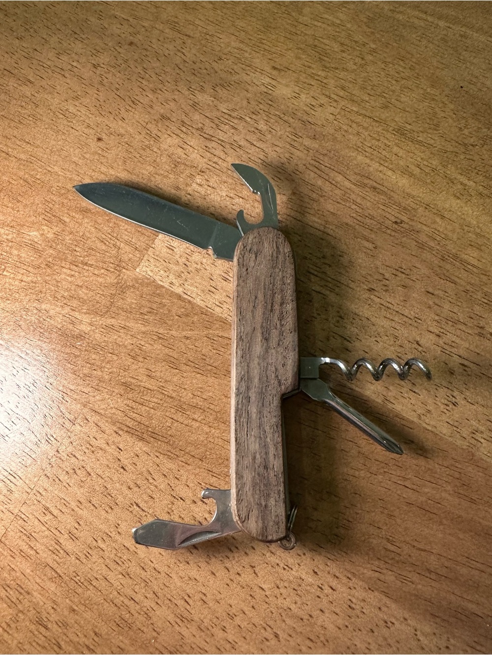 Vintage Wooden Handle Multi-Tool Pocket Knife | Stainless Steel Swiss Army Style